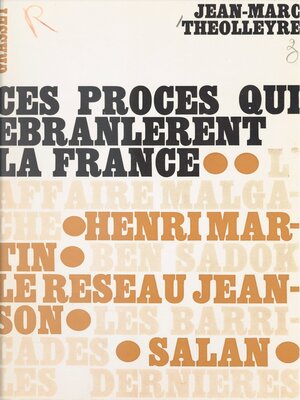 cover image of Ces procès qui ébranlèrent la France